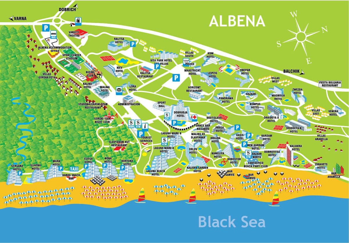 карта Албена Балгарыя