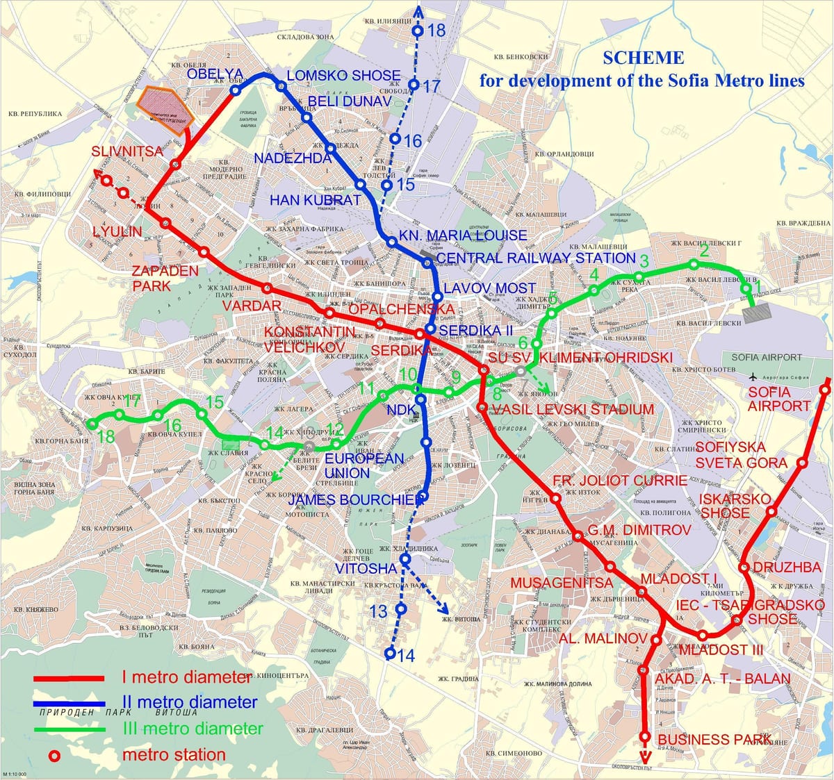 карта Балгарыі метро