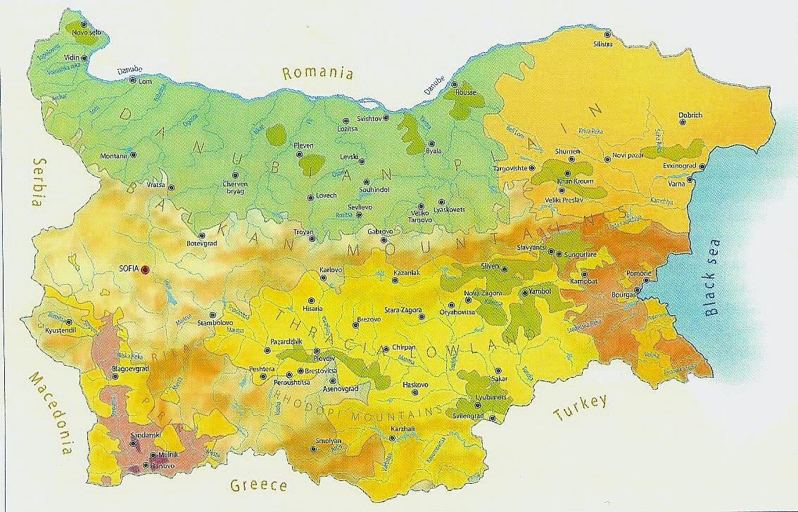 карта Балгарыі клімат