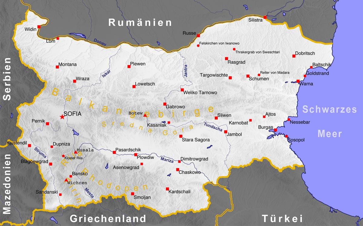 карта балгарскага ўзбярэжжа