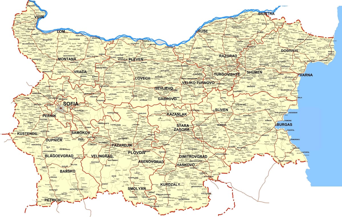 Балгарыя карта краіны