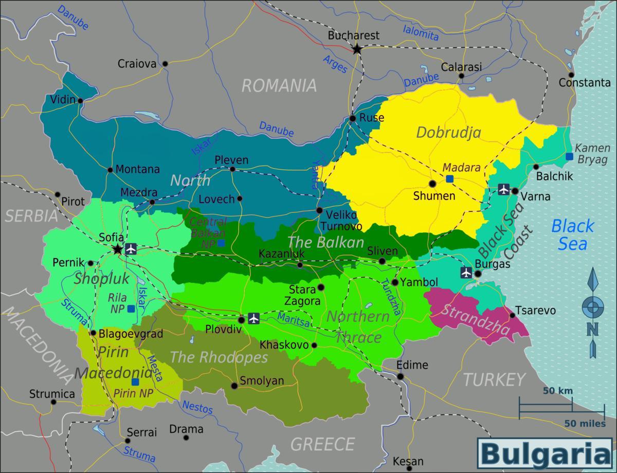 карта Балгарыі аэрапорты