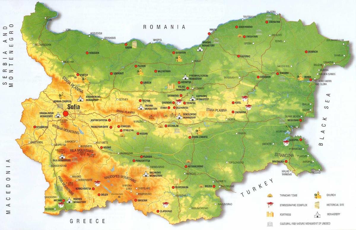 Балгарскія горы карта