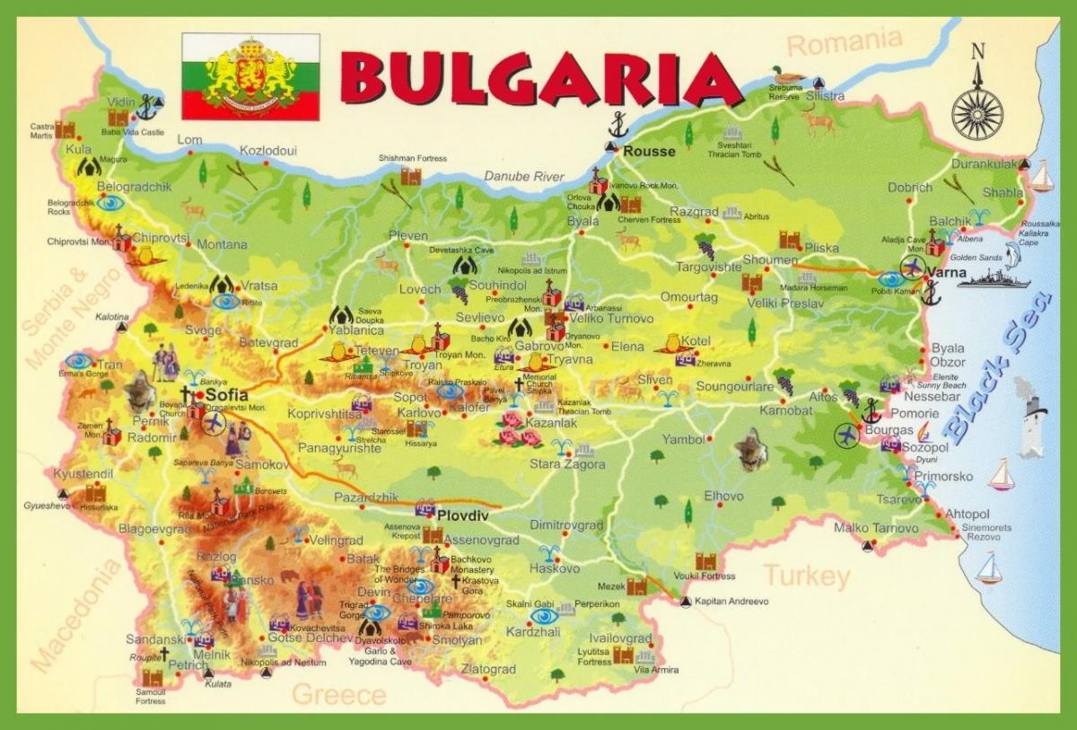 Балгарыя славутасці карта