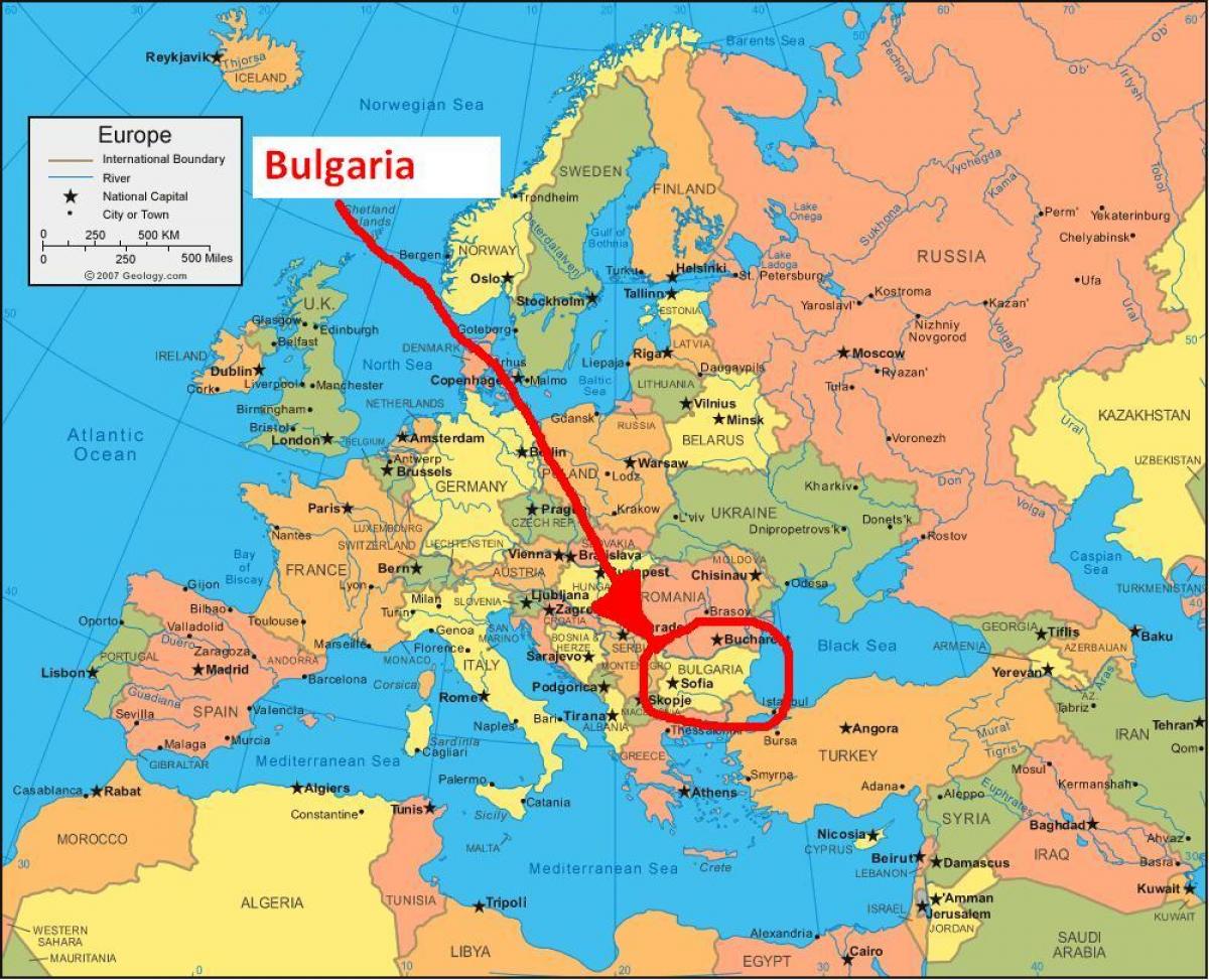 карта Балгарыі навакольных краін