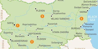Рэгіёны Балгарыі на карце