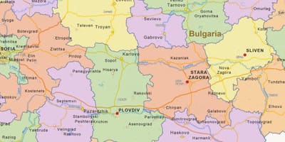 Карта Балгарыі палітычныя