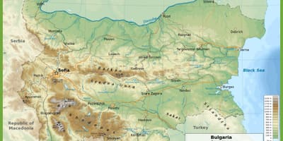 Балгарыя тапаграфічнай карце