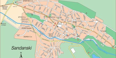 Карта Сандански Балгарыя