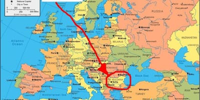 Карта Балгарыі навакольных краін